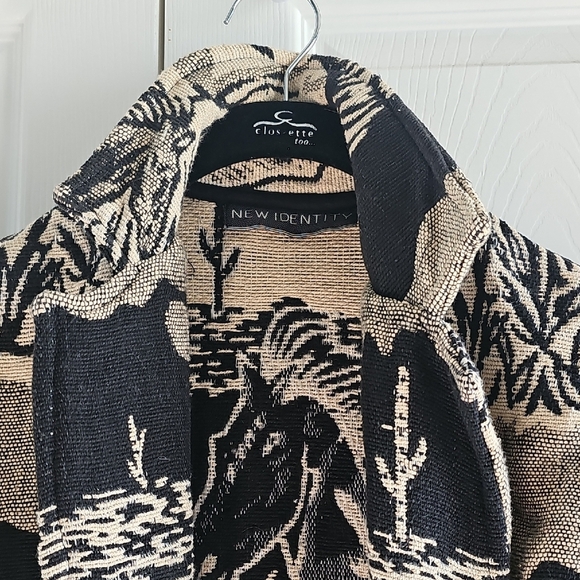 Vintage New Identity Women's Equestrian Thick Cotton Tapestry Jacket Small - Picture 7 of 16